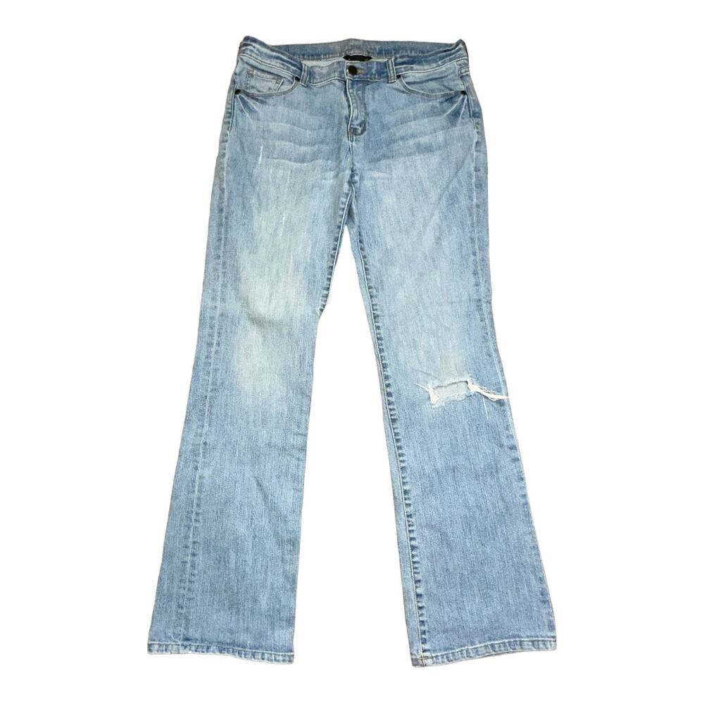 New York & Company light wash boot cut jeans distressed denim size 8 mid-rise